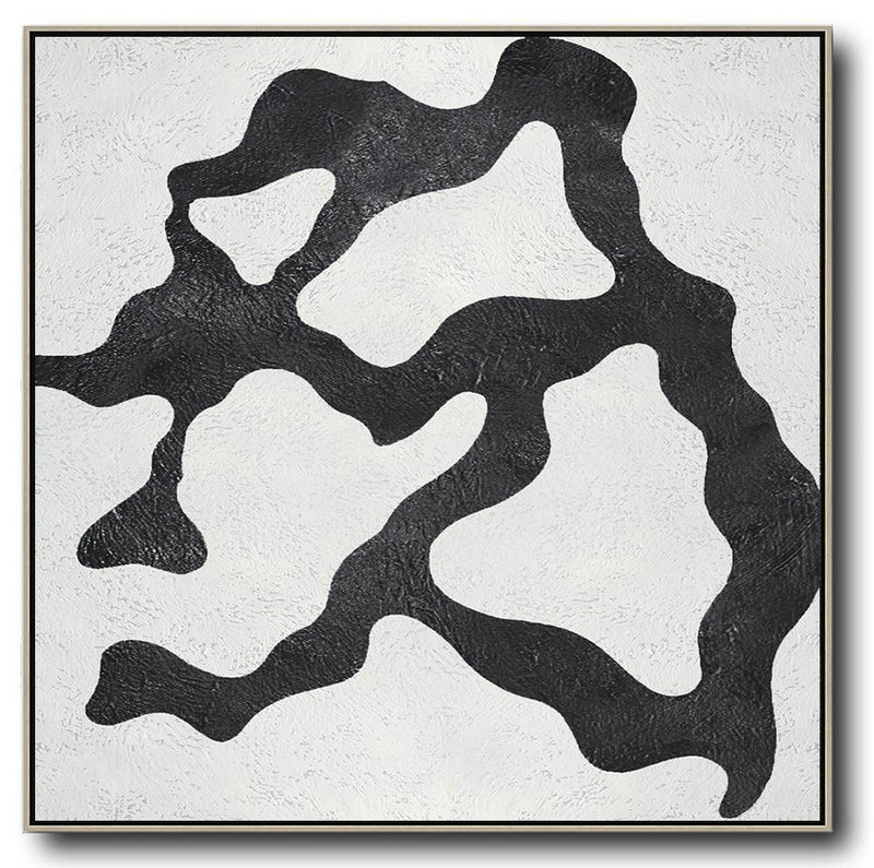 Large Abstract Painting,Oversized Minimal Black And White Painting - Big Canvas Painting